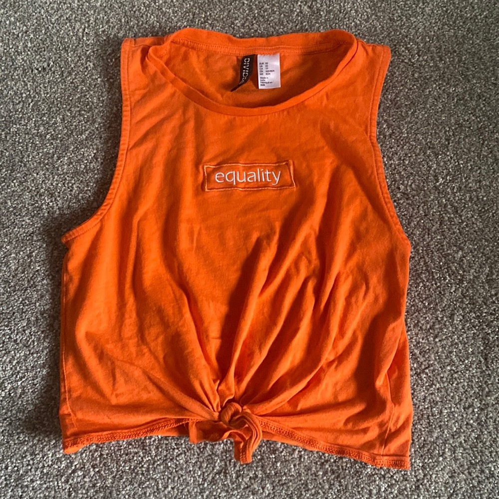 Orange Crop Top T-shirt H&M Equality